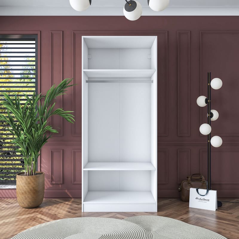 Garderobeskap Wallxpert Dara BA161 (90 x 210 x 57,5 cm) hvit - Hvit - Oppbevaring - Klesoppbevaring - Garderober & garderobesystem - Garderobeskap & klesskap