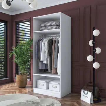 Garderobeskap Wallxpert Dara BA161 (90 x 210 x 57,5 cm) hvit - Hvit - Oppbevaring - Klesoppbevaring - Garderober & garderobesystem - Garderobeskap & klesskap