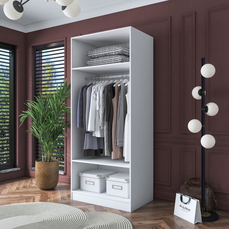 Garderobeskap Wallxpert Dara BA161 (90 x 210 x 57,5 cm) hvit - Hvit - Oppbevaring - Klesoppbevaring - Garderober & garderobesystem - Garderobeskap & klesskap