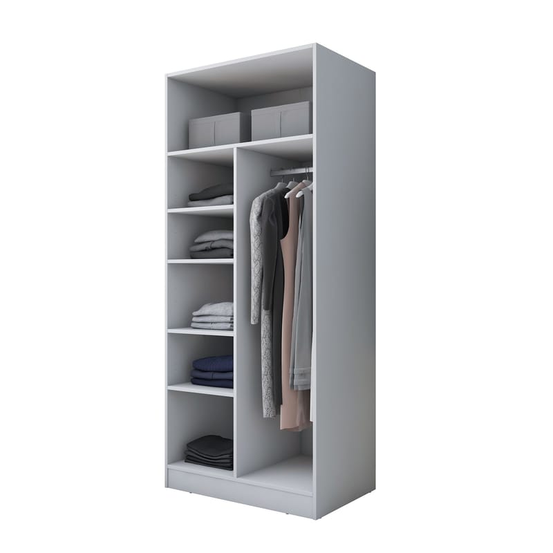Garderobeskap Wallxpert Dara BA170 (90 x 210 x 57,5 cm) Hvit - Hvit - Oppbevaring - Klesoppbevaring - Garderober & garderobesystem - Garderobeskap & klesskap