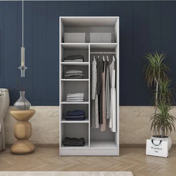 Garderobeskap Wallxpert Dara BA170 (90 x 210 x 57,5 cm) Hvit - Hvit - Oppbevaring - Klesoppbevaring - Garderober & garderobesystem - Garderobeskap & klesskap