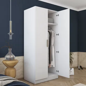 Garderobeskap Wallxpert Dara BA170 (90 x 210 x 57,5 cm) Hvit - Hvit - Oppbevaring - Klesoppbevaring - Garderober & garderobesystem - Garderobeskap & klesskap