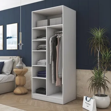 Garderobeskap Wallxpert Dara BA170 (90 x 210 x 57,5 cm) Hvit - Hvit - Oppbevaring - Klesoppbevaring - Garderober & garderobesystem - Garderobeskap & klesskap
