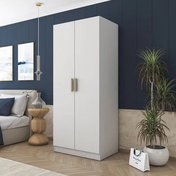 Garderobeskap Wallxpert Dara BA170 (90 x 210 x 57,5 cm) Hvit - Hvit - Oppbevaring - Klesoppbevaring - Garderober & garderobesystem - Garderobeskap & klesskap