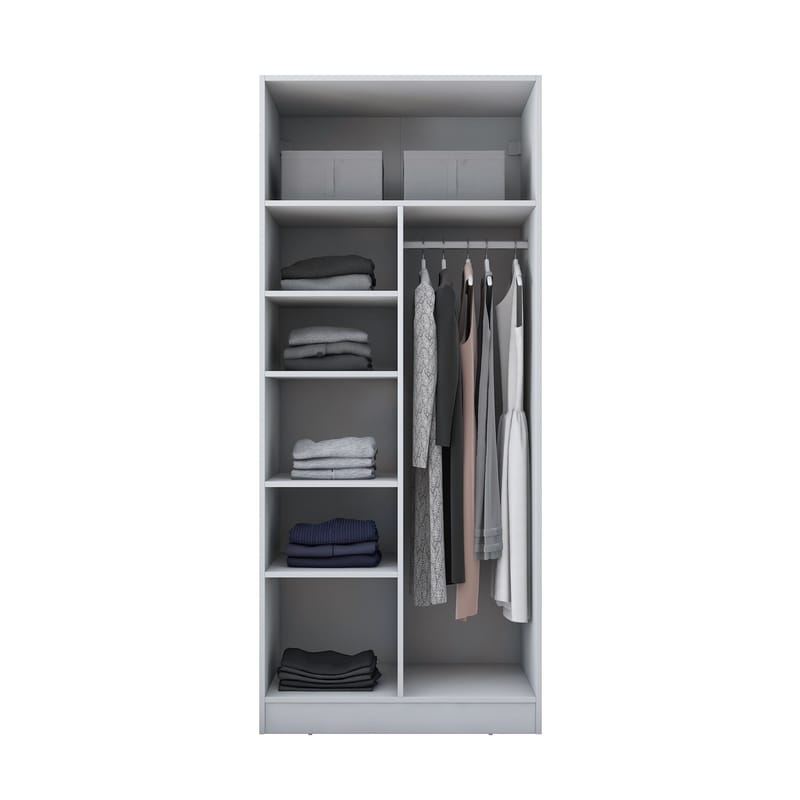 Garderobeskap Wallxpert Dara BA170 (90 x 210 x 57,5 cm) Hvit - Hvit - Oppbevaring - Klesoppbevaring - Garderober & garderobesystem - Garderobeskap & klesskap