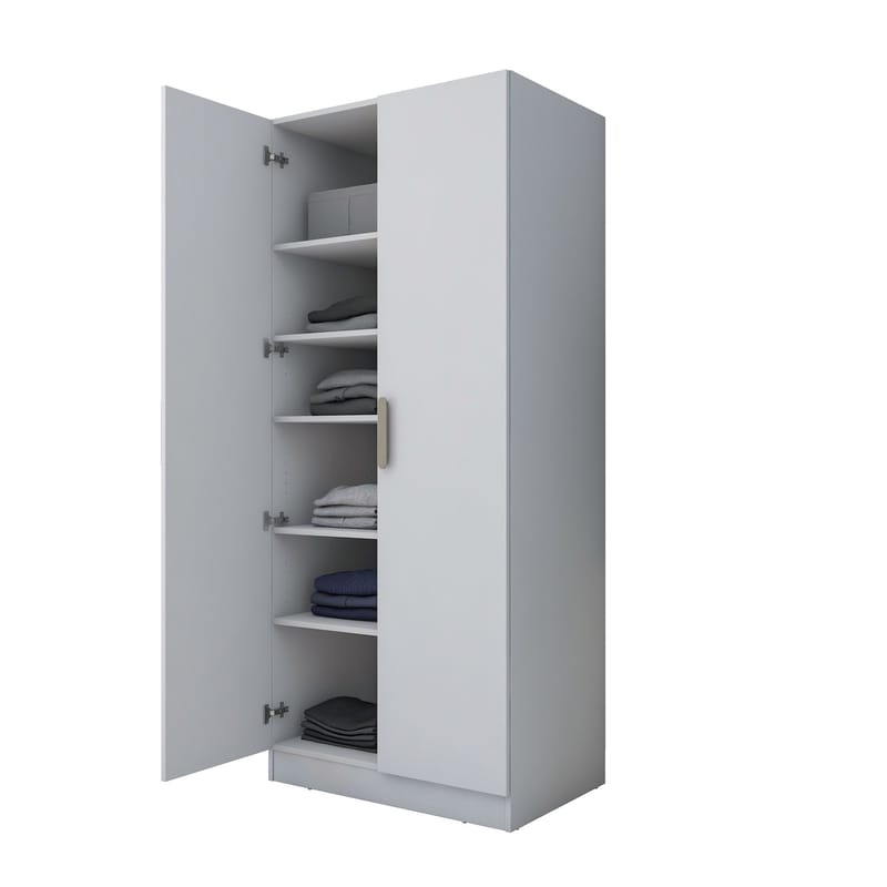 Garderobeskap Wallxpert Dara BA170 (90 x 210 x 57,5 cm) Hvit - Hvit - Oppbevaring - Klesoppbevaring - Garderober & garderobesystem - Garderobeskap & klesskap