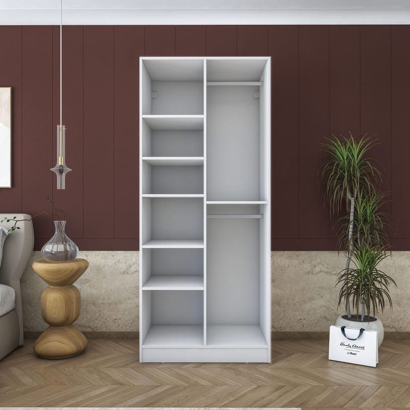 Garderobeskap Wallxpert Dara BA171 (90 x 210 x 57,5 cm) Hvit - Hvit - Oppbevaring - Klesoppbevaring - Garderober & garderobesystem - Garderobeskap & klesskap