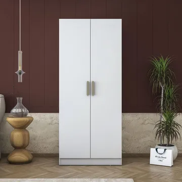 Garderobeskap Wallxpert Dara BA171 (90 x 210 x 57,5 cm) Hvit - Hvit - Oppbevaring - Klesoppbevaring - Garderober & garderobesystem - Garderobeskap & klesskap