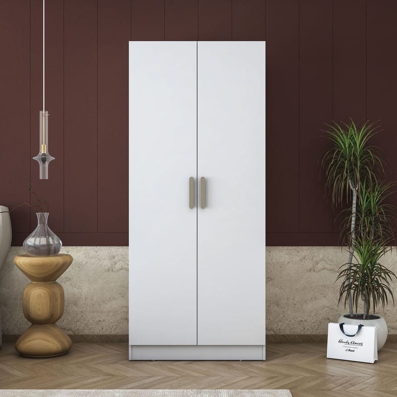 Garderobeskap Wallxpert Dara BA171 (90 x 210 x 57,5 cm) Hvit - Hvit - Oppbevaring - Klesoppbevaring - Garderober & garderobesystem - Garderobeskap & klesskap