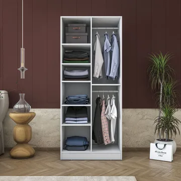 Garderobeskap Wallxpert Dara BA171 (90 x 210 x 57,5 cm) Hvit - Hvit - Oppbevaring - Klesoppbevaring - Garderober & garderobesystem - Garderobeskap & klesskap