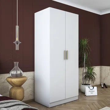 Garderobeskap Wallxpert Dara BA171 (90 x 210 x 57,5 cm) Hvit - Hvit - Oppbevaring - Klesoppbevaring - Garderober & garderobesystem - Garderobeskap & klesskap