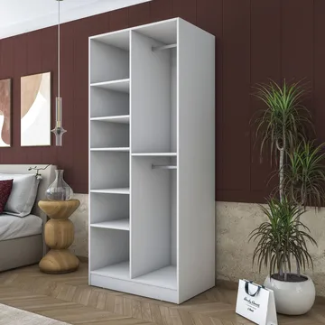 Garderobeskap Wallxpert Dara BA171 (90 x 210 x 57,5 cm) Hvit - Hvit - Oppbevaring - Klesoppbevaring - Garderober & garderobesystem - Garderobeskap & klesskap