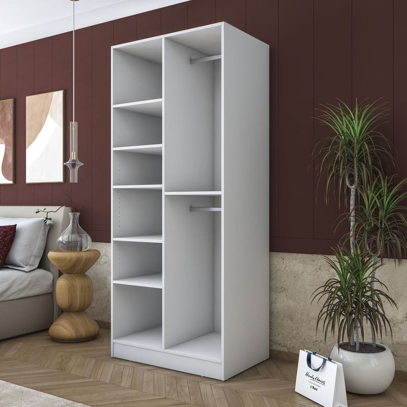 Garderobeskap Wallxpert Dara BA171 (90 x 210 x 57,5 cm) Hvit - Hvit - Oppbevaring - Klesoppbevaring - Garderober & garderobesystem - Garderobeskap & klesskap