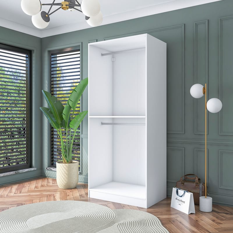 Garderobeskap Wallxpert Dara BA179 (90 x 210 x 57,5 cm) Hvit - Hvit - Oppbevaring - Klesoppbevaring - Garderober & garderobesystem - Garderobeskap & klesskap