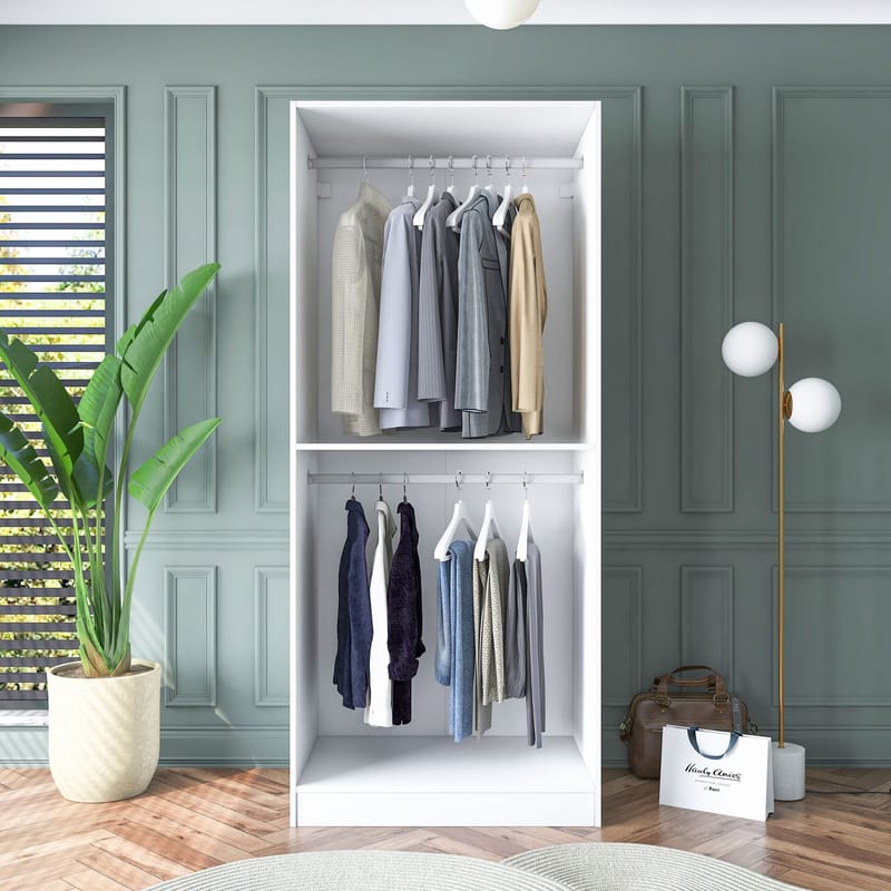 Garderobeskap Wallxpert Dara BA179 (90 x 210 x 57,5 cm) Hvit - Hvit - Oppbevaring - Klesoppbevaring - Garderober & garderobesystem - Garderobeskap & klesskap
