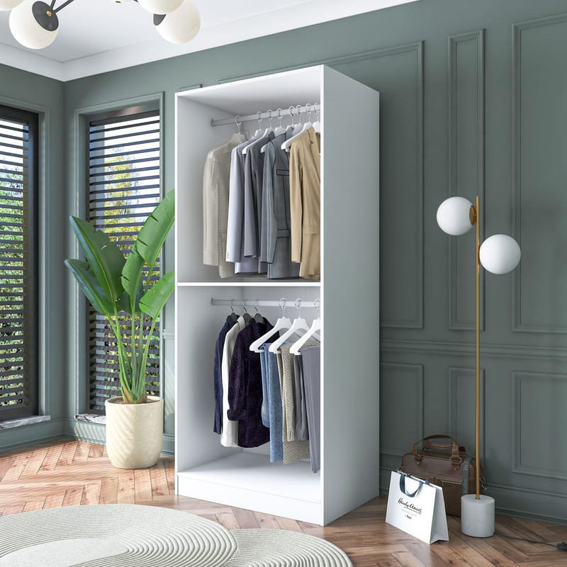 Garderobeskap Wallxpert Dara BA179 (90 x 210 x 57,5 cm) Hvit - Hvit - Oppbevaring - Klesoppbevaring - Garderober & garderobesystem - Garderobeskap & klesskap