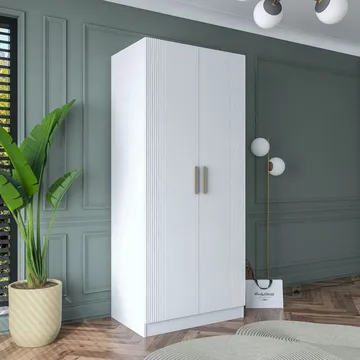 Garderobeskap Wallxpert Dara BA179 (90 x 210 x 57,5 cm) Hvit - Hvit - Oppbevaring - Klesoppbevaring - Garderober & garderobesystem - Garderobeskap & klesskap
