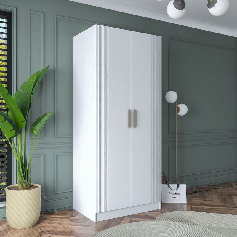 Garderobeskap Wallxpert Dara BA179 (90 x 210 x 57,5 cm) Hvit - Hvit - Oppbevaring - Klesoppbevaring - Garderober & garderobesystem - Garderobeskap & klesskap
