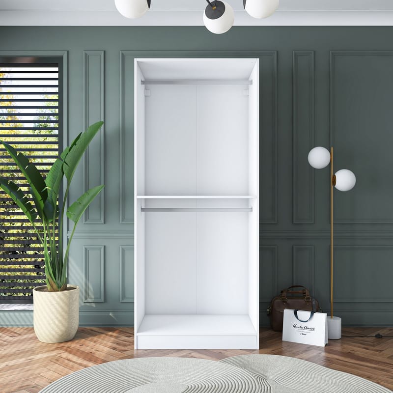 Garderobeskap Wallxpert Dara BA179 (90 x 210 x 57,5 cm) Hvit - Hvit - Oppbevaring - Klesoppbevaring - Garderober & garderobesystem - Garderobeskap & klesskap
