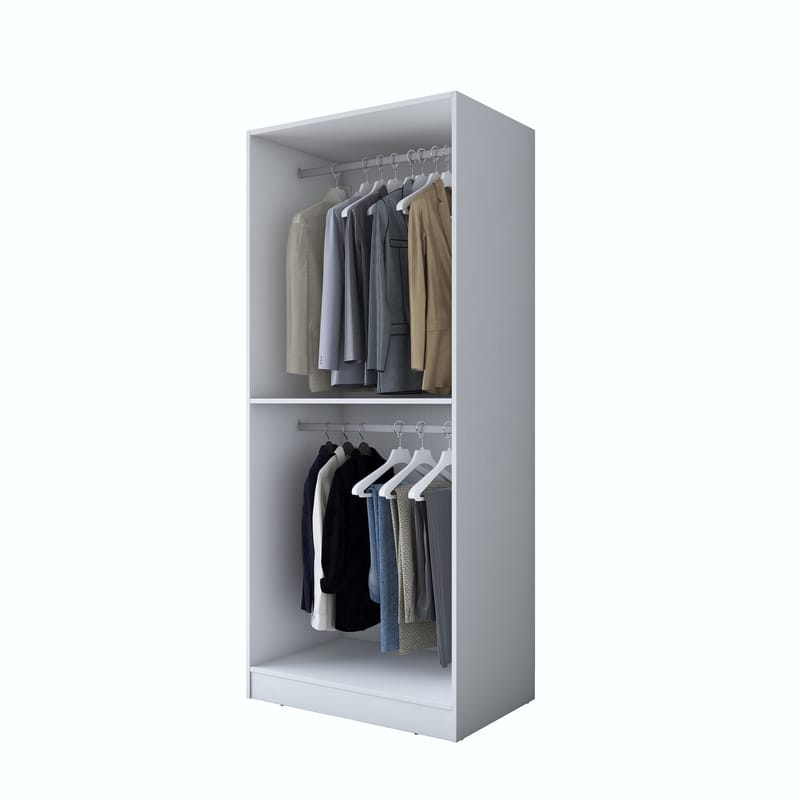 Garderobeskap Wallxpert Dara BA179 (90 x 210 x 57,5 cm) Hvit - Hvit - Oppbevaring - Klesoppbevaring - Garderober & garderobesystem - Garderobeskap & klesskap