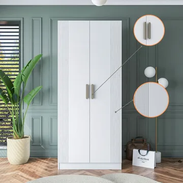 Garderobeskap Wallxpert Dara BA179 (90 x 210 x 57,5 cm) Hvit - Hvit - Oppbevaring - Klesoppbevaring - Garderober & garderobesystem - Garderobeskap & klesskap