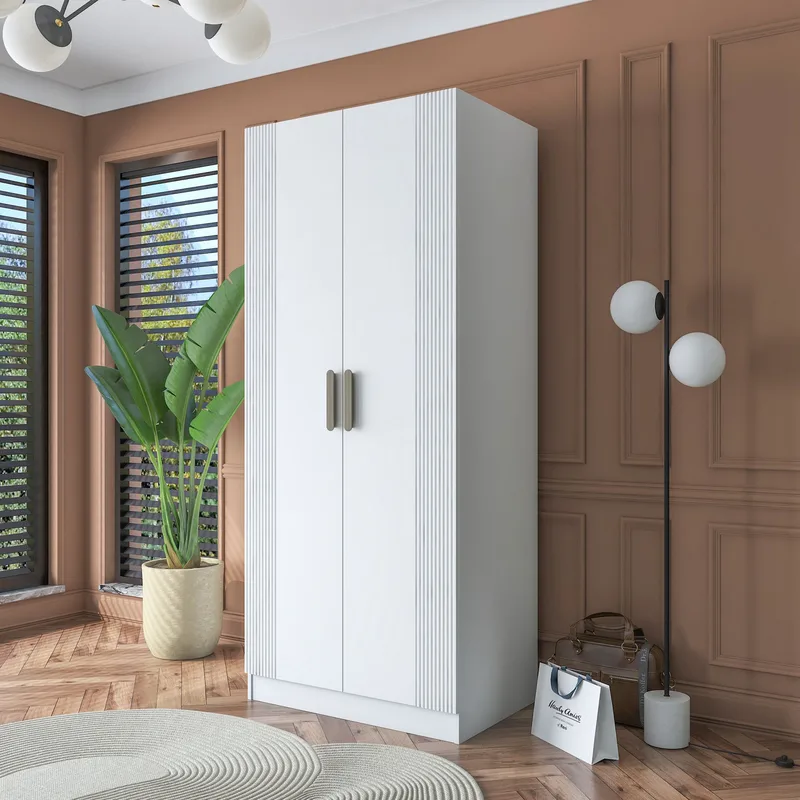 Garderobeskap Wallxpert Dara BA180 (90 x 210 x 57,5 cm) hvit - Hvit - Oppbevaring - Klesoppbevaring - Garderober & garderobesystem - Garderobeskap & klesskap