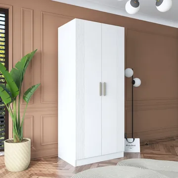 Garderobeskap Wallxpert Dara BA180 (90 x 210 x 57,5 cm) hvit - Hvit - Oppbevaring - Klesoppbevaring - Garderober & garderobesystem - Garderobeskap & klesskap