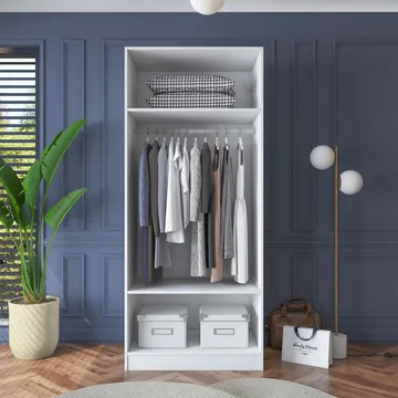 Garderobeskap Wallxpert Dara BA181 (90 x 210 x 57,5 cm) hvit - Hvit - Oppbevaring - Klesoppbevaring - Garderober & garderobesystem - Garderobeskap & klesskap