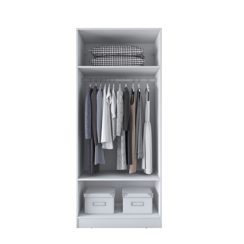 Garderobeskap Wallxpert Dara BA181 (90 x 210 x 57,5 cm) hvit - Hvit - Oppbevaring - Klesoppbevaring - Garderober & garderobesystem - Garderobeskap & klesskap
