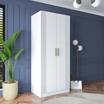 Garderobeskap Wallxpert Dara BA181 (90 x 210 x 57,5 cm) hvit - Hvit - Oppbevaring - Klesoppbevaring - Garderober & garderobesystem - Garderobeskap & klesskap