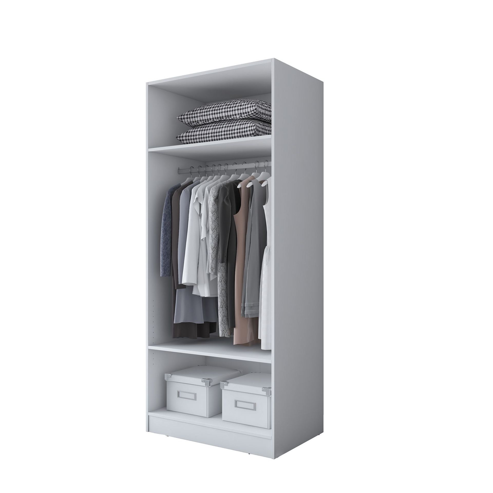 Garderobeskap Wallxpert Dara BA181 (90 x 210 x 57,5 cm) hvit - Hvit