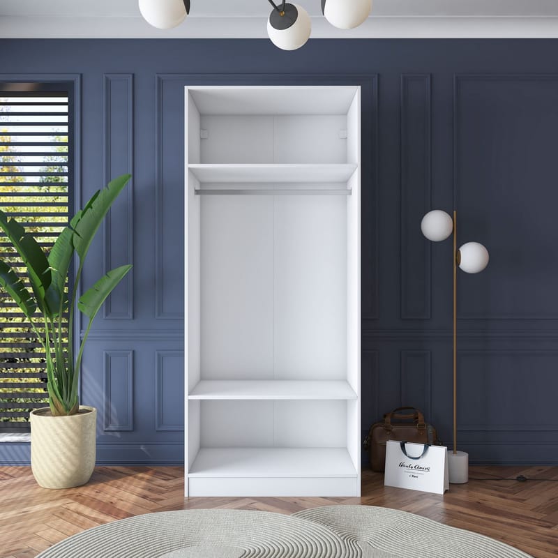 Garderobeskap Wallxpert Dara BA181 (90 x 210 x 57,5 cm) hvit - Hvit - Oppbevaring - Klesoppbevaring - Garderober & garderobesystem - Garderobeskap & klesskap