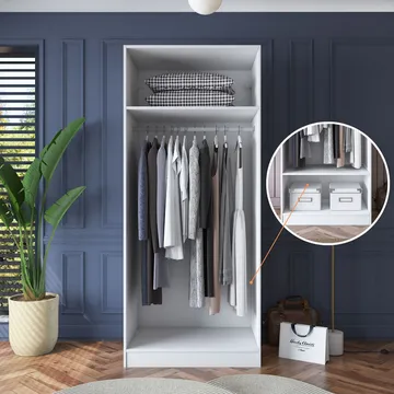 Garderobeskap Wallxpert Dara BA181 (90 x 210 x 57,5 cm) hvit - Hvit - Oppbevaring - Klesoppbevaring - Garderober & garderobesystem - Garderobeskap & klesskap