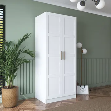 Garderobeskap Wallxpert Dara BA187 (90 x 210 x 57,5 cm) Hvit - Hvit - Oppbevaring - Klesoppbevaring - Garderober & garderobesystem - Garderobeskap & klesskap