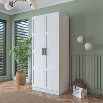 Garderobeskap Wallxpert Dara BA187 (90 x 210 x 57,5 cm) Hvit - Hvit - Oppbevaring - Klesoppbevaring - Garderober & garderobesystem - Garderobeskap & klesskap