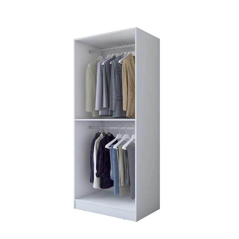 Garderobeskap Wallxpert Dara BA187 (90 x 210 x 57,5 cm) Hvit - Hvit - Oppbevaring - Klesoppbevaring - Garderober & garderobesystem - Garderobeskap & klesskap