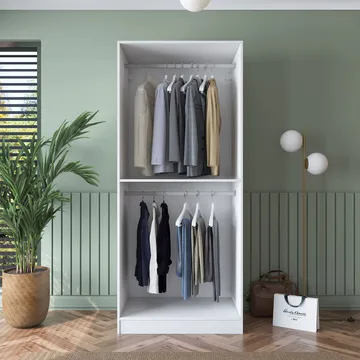Garderobeskap Wallxpert Dara BA187 (90 x 210 x 57,5 cm) Hvit - Hvit - Oppbevaring - Klesoppbevaring - Garderober & garderobesystem - Garderobeskap & klesskap