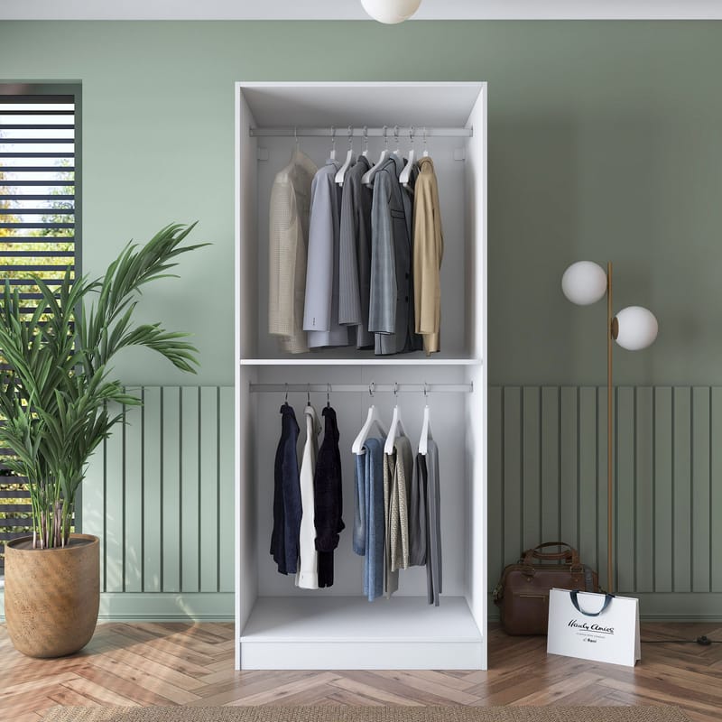 Garderobeskap Wallxpert Dara BA187 (90 x 210 x 57,5 cm) Hvit - Hvit - Oppbevaring - Klesoppbevaring - Garderober & garderobesystem - Garderobeskap & klesskap