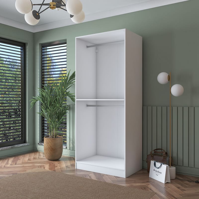 Garderobeskap Wallxpert Dara BA187 (90 x 210 x 57,5 cm) Hvit - Hvit - Oppbevaring - Klesoppbevaring - Garderober & garderobesystem - Garderobeskap & klesskap