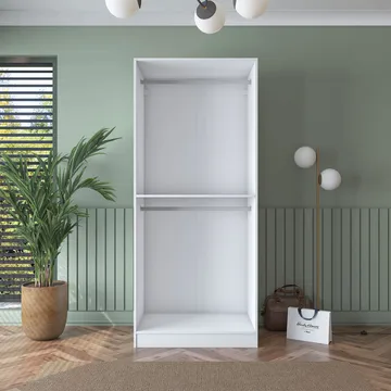 Garderobeskap Wallxpert Dara BA187 (90 x 210 x 57,5 cm) Hvit - Hvit - Oppbevaring - Klesoppbevaring - Garderober & garderobesystem - Garderobeskap & klesskap