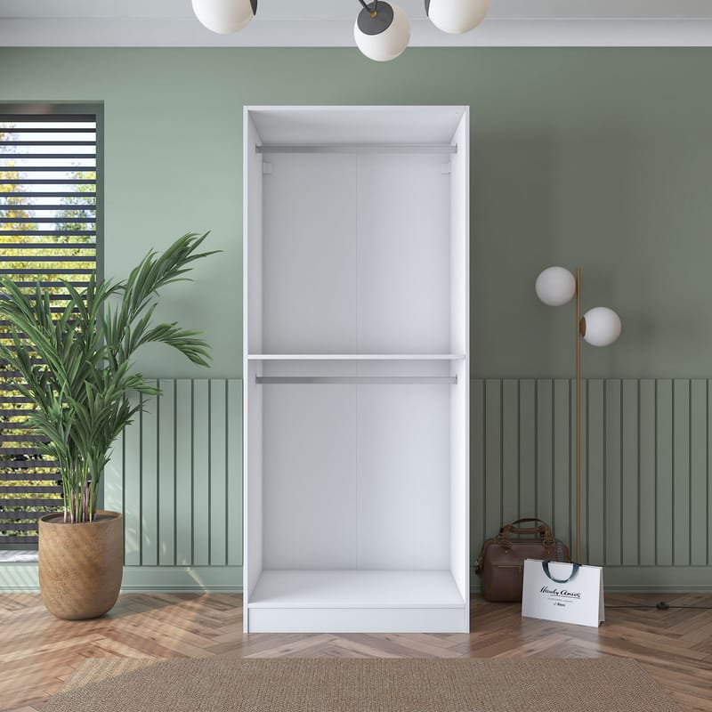 Garderobeskap Wallxpert Dara BA187 (90 x 210 x 57,5 cm) Hvit - Hvit - Oppbevaring - Klesoppbevaring - Garderober & garderobesystem - Garderobeskap & klesskap
