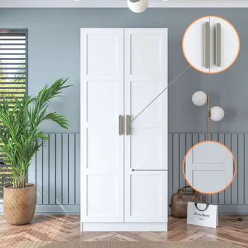 Garderobeskap Wallxpert Dara BA188 (90 x 210 x 57,5 cm) Hvit - Hvit - Oppbevaring - Klesoppbevaring - Garderober & garderobesystem - Garderobeskap & klesskap