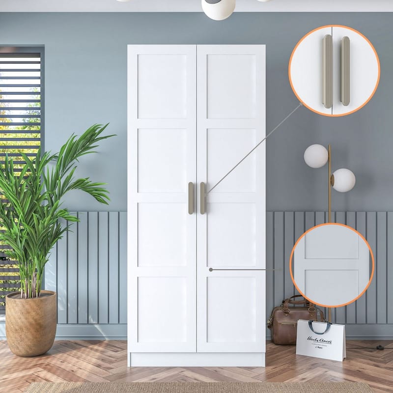Garderobeskap Wallxpert Dara BA188 (90 x 210 x 57,5 cm) Hvit - Hvit - Oppbevaring - Klesoppbevaring - Garderober & garderobesystem - Garderobeskap & klesskap