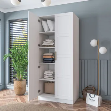 Garderobeskap Wallxpert Dara BA188 (90 x 210 x 57,5 cm) Hvit - Hvit - Oppbevaring - Klesoppbevaring - Garderober & garderobesystem - Garderobeskap & klesskap