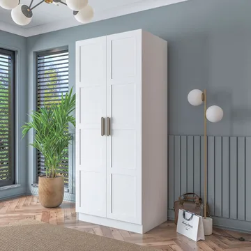 Garderobeskap Wallxpert Dara BA188 (90 x 210 x 57,5 cm) Hvit - Hvit - Oppbevaring - Klesoppbevaring - Garderober & garderobesystem - Garderobeskap & klesskap