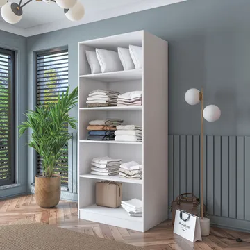 Garderobeskap Wallxpert Dara BA188 (90 x 210 x 57,5 cm) Hvit - Hvit - Oppbevaring - Klesoppbevaring - Garderober & garderobesystem - Garderobeskap & klesskap