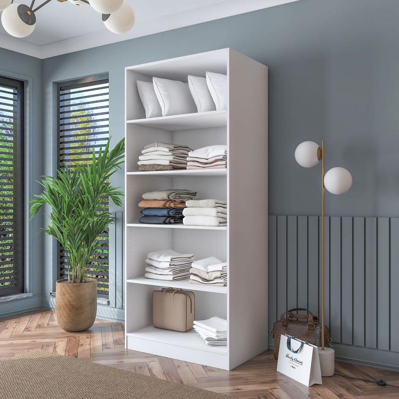 Garderobeskap Wallxpert Dara BA188 (90 x 210 x 57,5 cm) Hvit - Hvit - Oppbevaring - Klesoppbevaring - Garderober & garderobesystem - Garderobeskap & klesskap