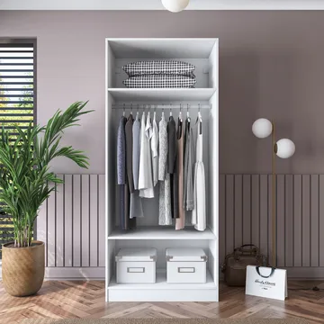 Garderobeskap Wallxpert Dara BA189 (90 x 210 x 57,5 cm) Hvit - Hvit - Oppbevaring - Klesoppbevaring - Garderober & garderobesystem - Garderobeskap & klesskap
