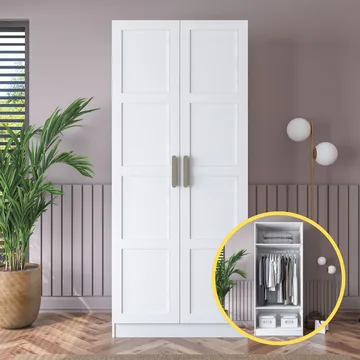 Garderobeskap Wallxpert Dara BA189 (90 x 210 x 57,5 cm) Hvit - Hvit - Oppbevaring - Klesoppbevaring - Garderober & garderobesystem - Garderobeskap & klesskap