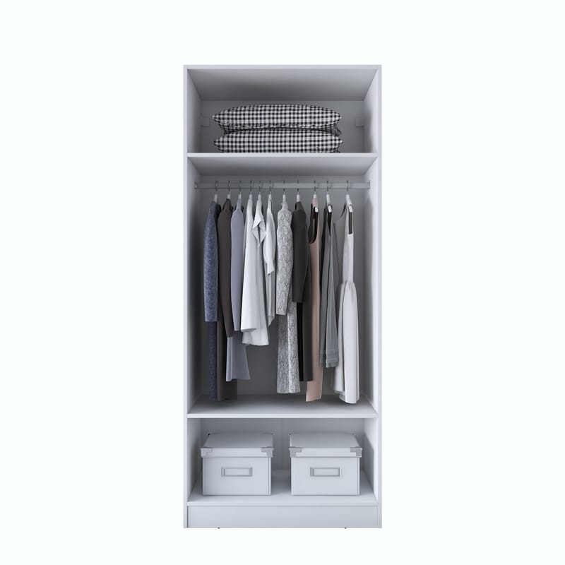 Garderobeskap Wallxpert Dara BA189 (90 x 210 x 57,5 cm) Hvit - Hvit - Oppbevaring - Klesoppbevaring - Garderober & garderobesystem - Garderobeskap & klesskap